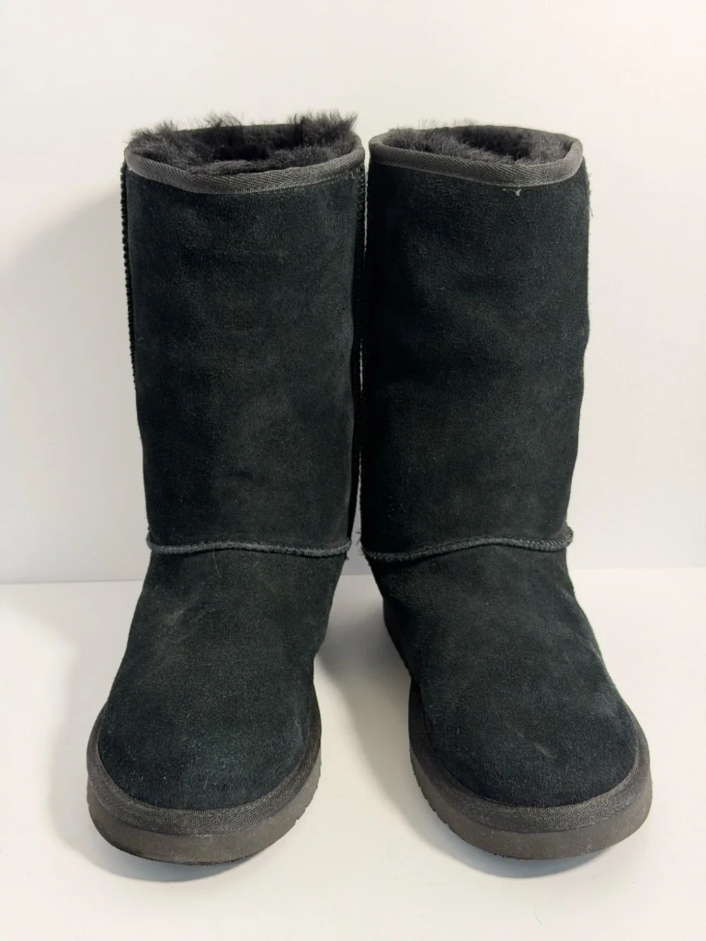 Koolaburra by UGG Koola Tall Black Suede Sheepskin Fur Winter Boots Women's Sz7